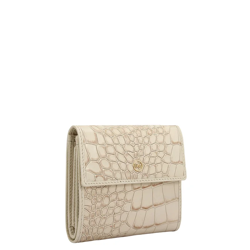 دا ميلانو Croco Leather Ladies Wallet - Marshmallow